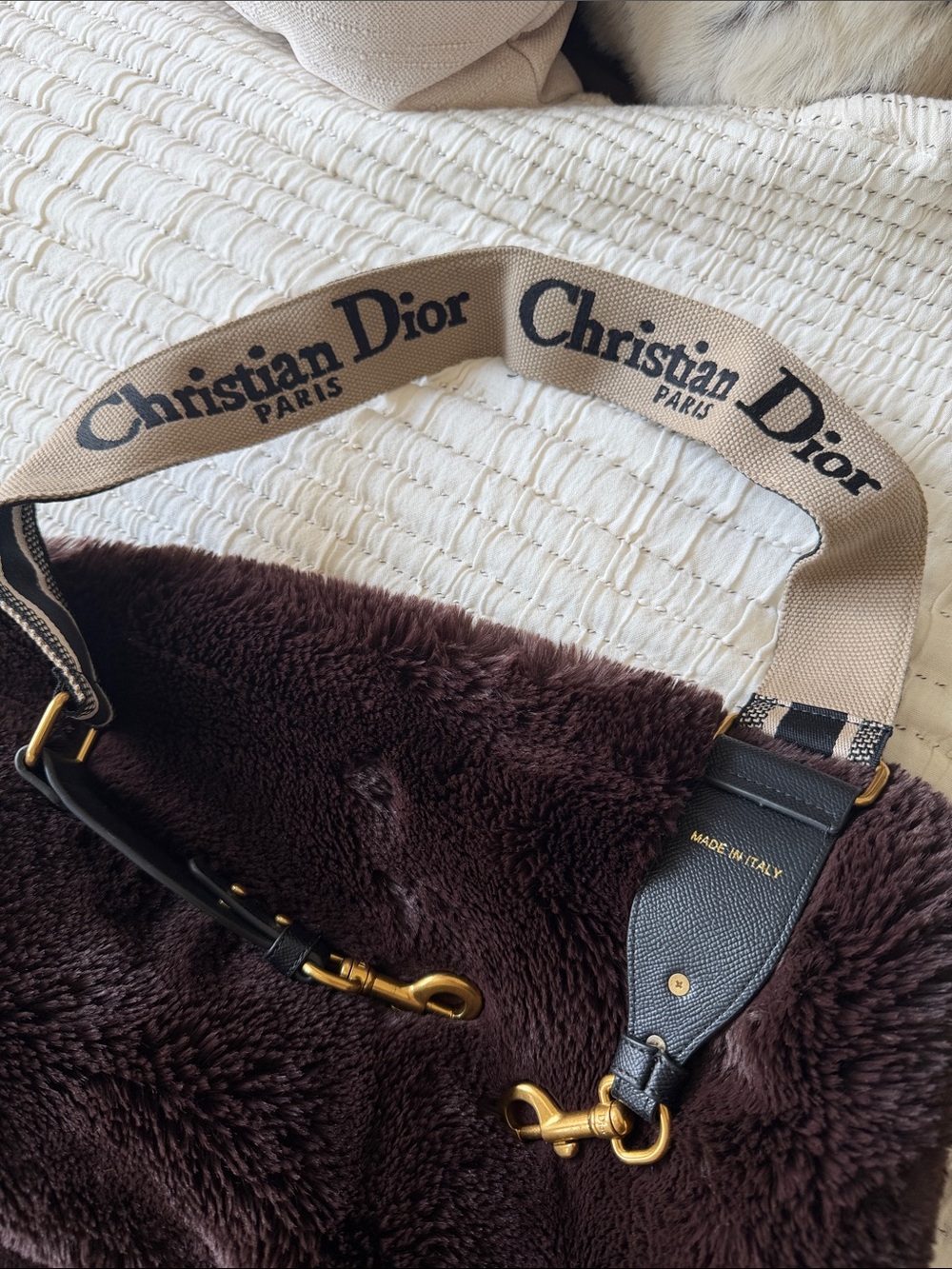Dior Black and Cream Logo Strap
